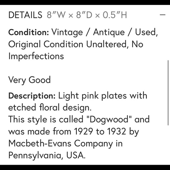 1 MacBeth Evans Depression Era 8” lunch plates 🍽 - Picture 4 of 5